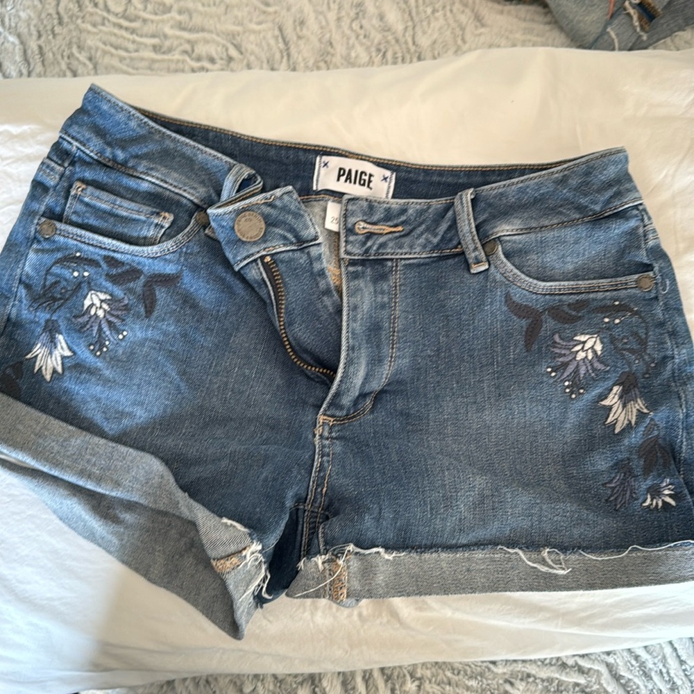 Paige denim embroidered shorts